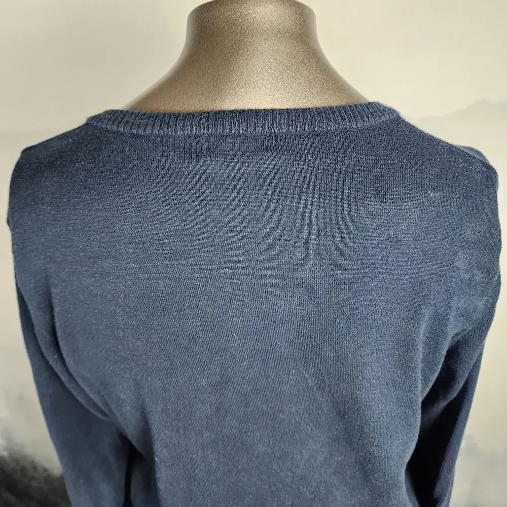 L.L. Bean Cotton Blend Navy Button-Front Cardigan | Women's Medium